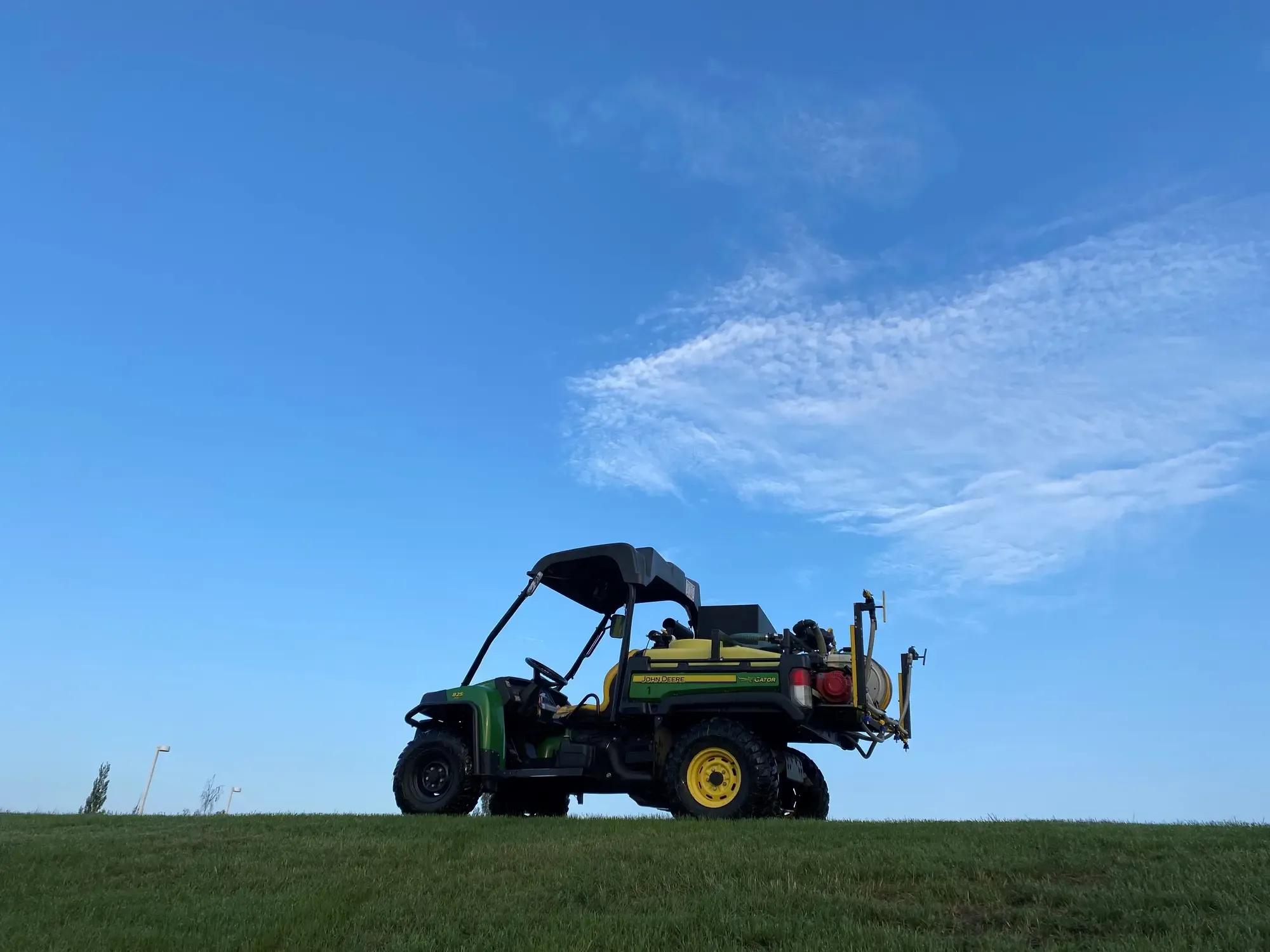 Gator at sunrise with Edmonton skyline
